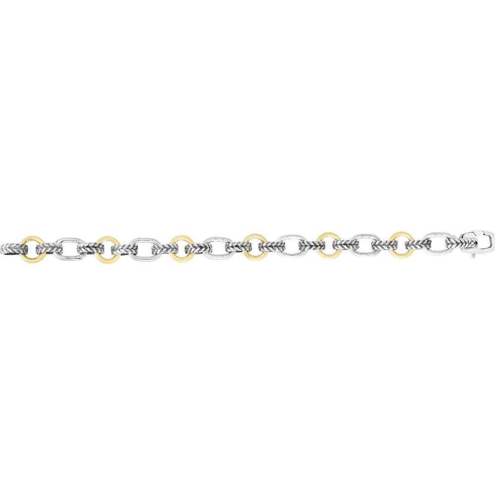 Phillip Gavriel 7.5" Sterling Silver & 18K Gold Mixed Link Cable Chain Bracelet - Italian Cable Collection