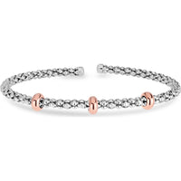 Phillip Gavriel Popcorn Bracelet in Sterling Silver with 18K Rose Gold Stations - Two-Tone Cuff