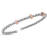 Phillip Gavriel Popcorn Bracelet in Sterling Silver with 18K Rose Gold Stations - Two-Tone Cuff