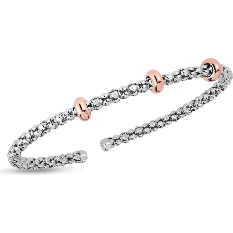 Phillip Gavriel Popcorn Bracelet in Sterling Silver with 18K Rose Gold Stations - Two-Tone Cuff