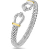 Phillip Gavriel Silver & 18K Gold 8mm Popcorn Cuff Bangle with Diamond Accent Horseshoe Clasp