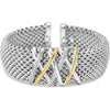 Phillip Gavriel Silver and 18K Gold Cuff Bracelet with Popcorn Texture and Diamond Accents - 0.15 Carat Total Diamond Weight