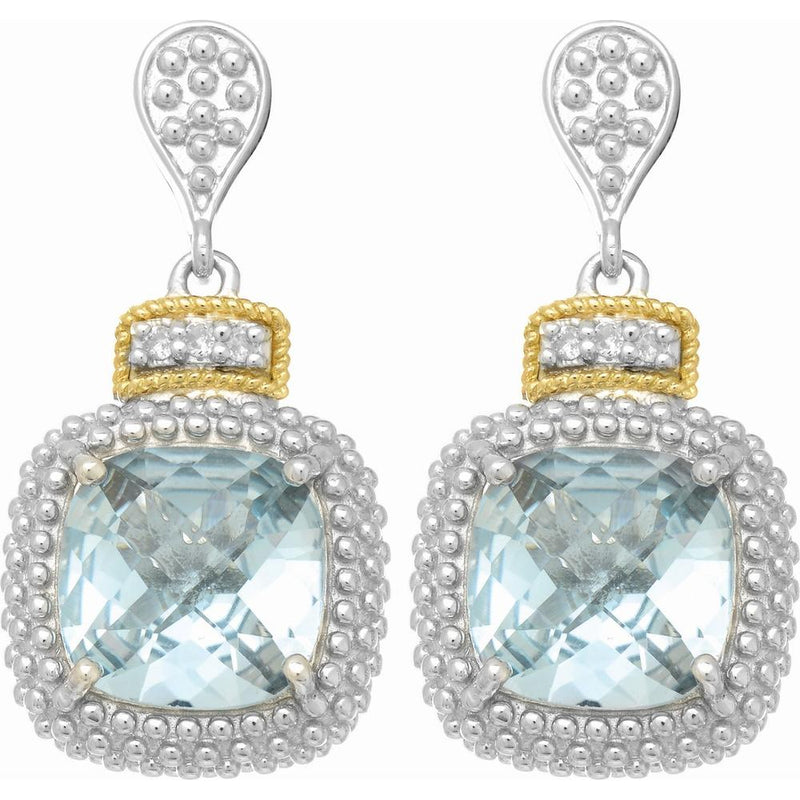 Phillip Gavriel Silver and 18K Gold Cushion-Cut Topaz Drop Earrings Popcorn Collection