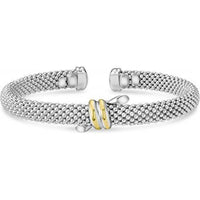 Phillip Gavriel Silver & 18K Gold Popcorn Knot Cuff Bangle - 17.20 Gram Two-Tone Open Design Bracelet