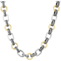 Phillip Gavriel Silver & 18K Yellow Gold 10.9mm Mixed Link Cable Chain Necklace - 18"