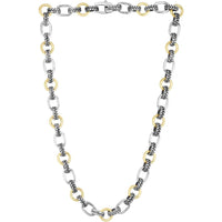 Phillip Gavriel Silver & 18K Yellow Gold 10.9mm Mixed Link Cable Chain Necklace - 18"