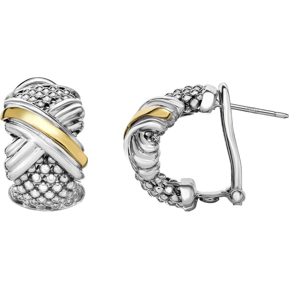 Phillip Gavriel Silver & 18K Yellow Gold 12x20 mm Popcorn Texture Huggie Earrings