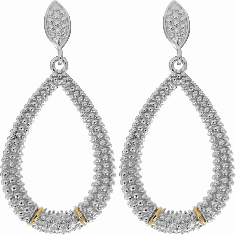 Phillip Gavriel Silver & 18K Yellow Gold Popcorn Drop Earrings with 0.14 Carat Diamonds