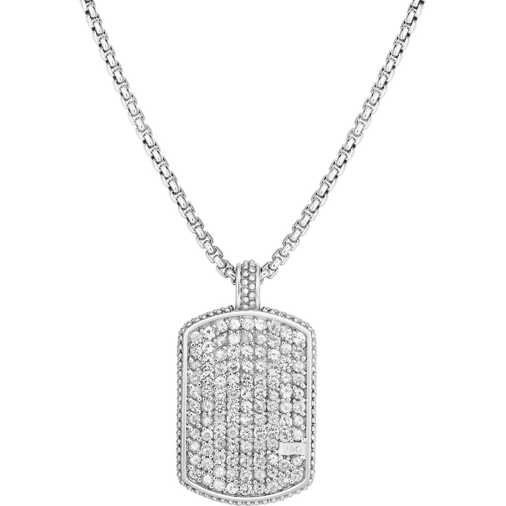 Phillip Gavriel Sterling Silver 22" Dog Tag Necklace with Pavé Set Sapphires