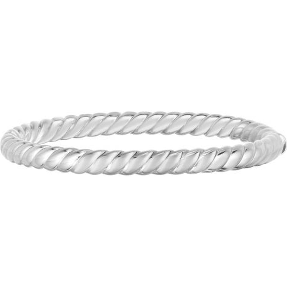 Phillip Gavriel Sterling Silver 6mm Sculpted Twist Bangle Bracelet - 7.5" Italian Cable Collection
