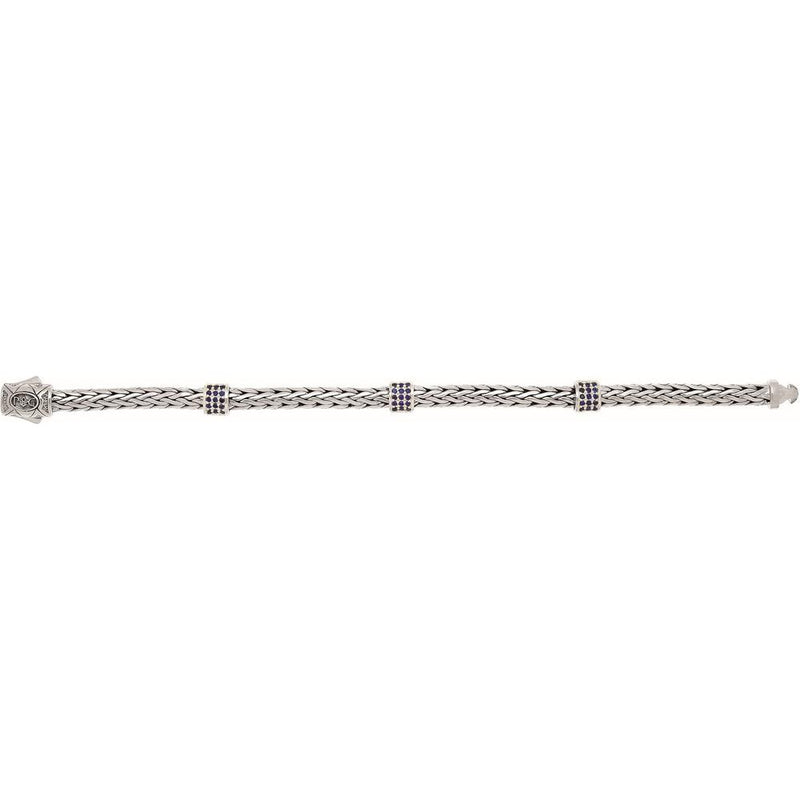 Phillip Gavriel Sterling Silver 7.25" Woven Bracelet with Round Briolette Blue Sapphires