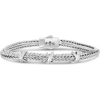 Phillip Gavriel Sterling Silver 7.25" Woven Bracelet with White Sapphire X Station Design - Fashion Bangle