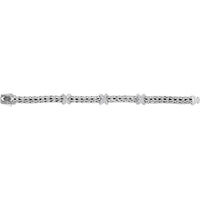 Phillip Gavriel Sterling Silver 7.5" Woven X White Sapphire Bracelet with Polished Finish and Box Clasp