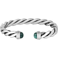 Phillip Gavriel Sterling Silver 7.7mm Men's Twisted Cable Cuff Bracelet with Malachite End Caps