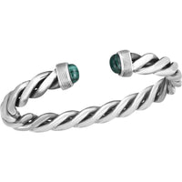 Phillip Gavriel Sterling Silver 7.7mm Men's Twisted Cable Cuff Bracelet with Malachite End Caps