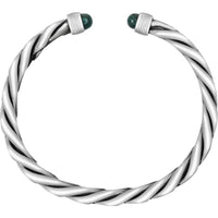 Phillip Gavriel Sterling Silver 7.7mm Men's Twisted Cable Cuff Bracelet with Malachite End Caps