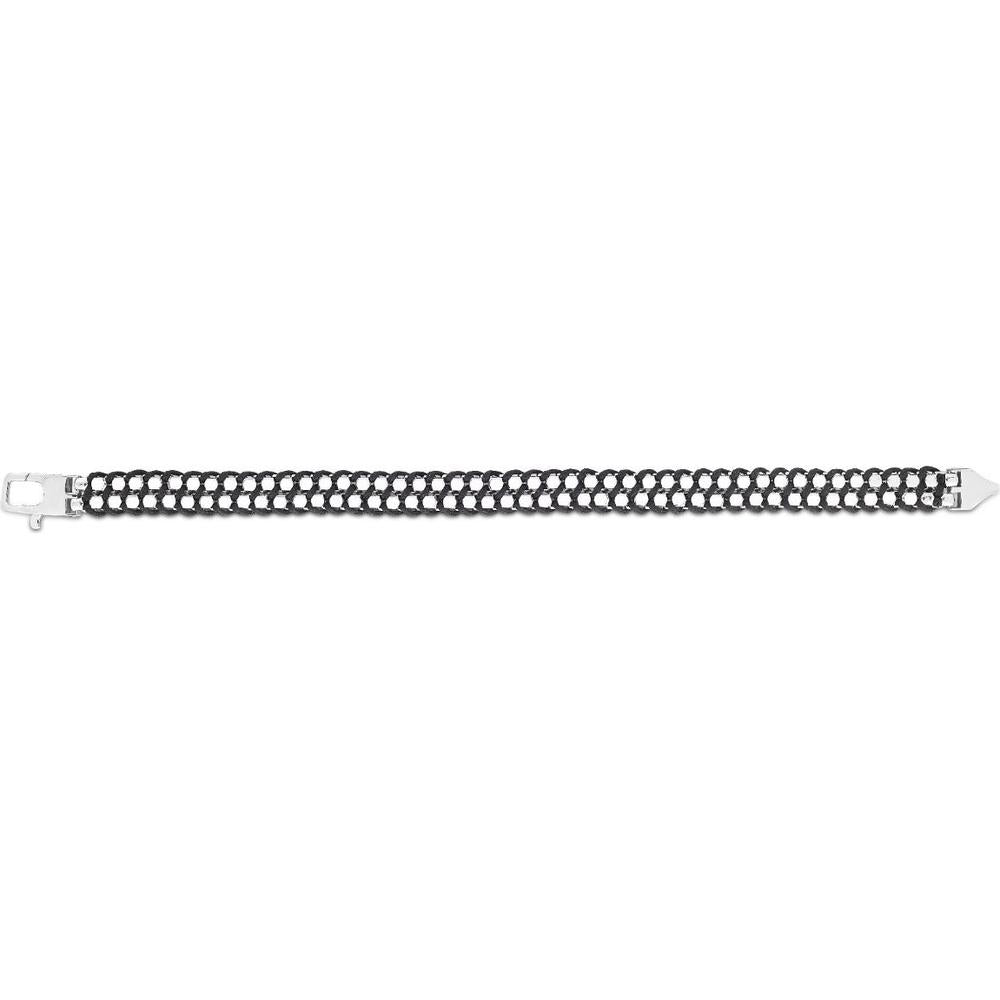 Phillip Gavriel Sterling Silver 8.5" Polished Box Link Bracelet with Black Woven Cord and Lobster Clasp