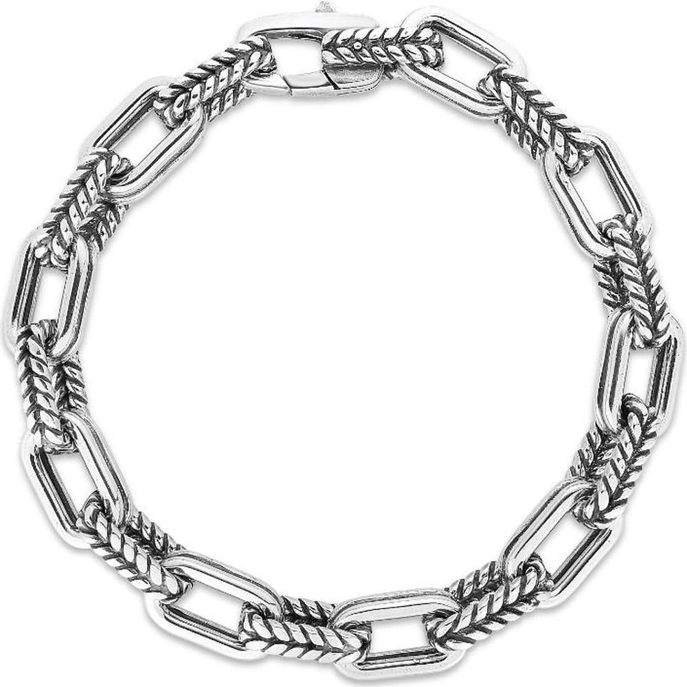 Phillip Gavriel Sterling Silver 8.75" Double Link Paperclip Chain Bracelet with Polished and Oxidized Finish