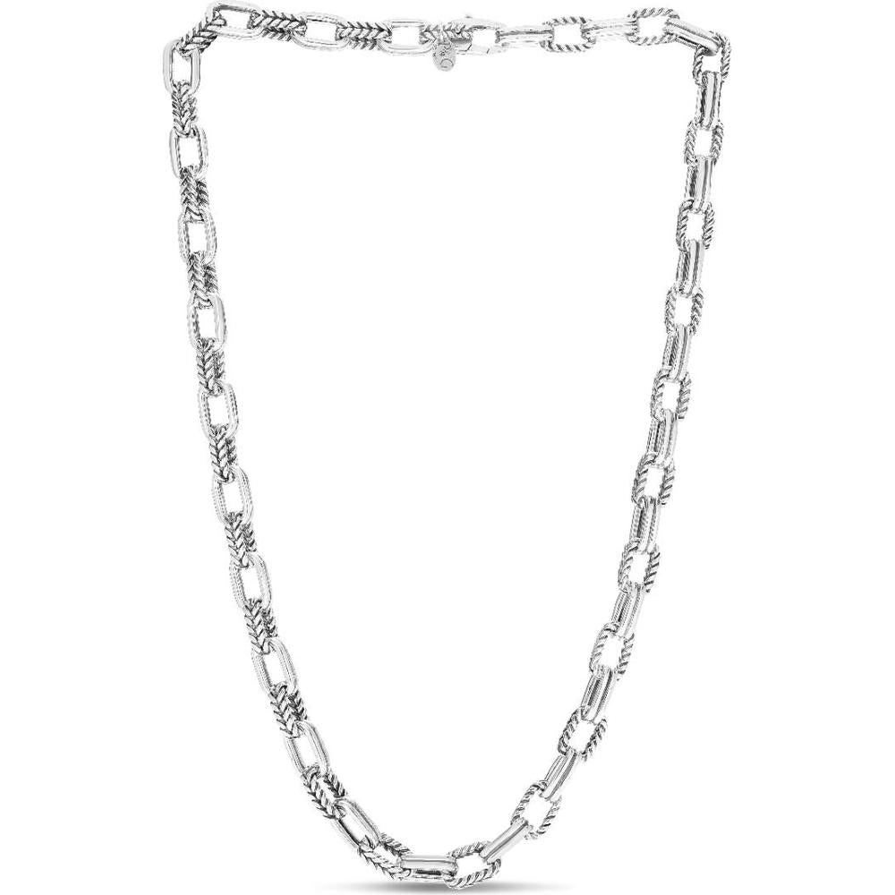 Phillip Gavriel Sterling Silver 8.75" Double Link Paperclip Chain Bracelet with Polished and Oxidized Finish