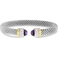 Phillip Gavriel Sterling Silver & 18K Gold 7.3mm Amethyst Popcorn Cuff Bracelet