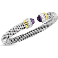 Phillip Gavriel Sterling Silver & 18K Gold 7.3mm Amethyst Popcorn Cuff Bracelet