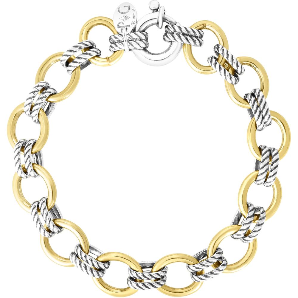 Phillip Gavriel Sterling Silver & 18K Gold Cable Doppia Link Bracelet - 10.5mm