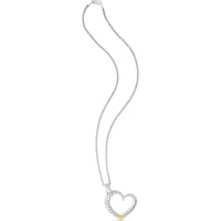Phillip Gavriel Sterling Silver & 18K Gold Italian Cable Open Heart Necklace - 18" Polished Two-Tone Pendant