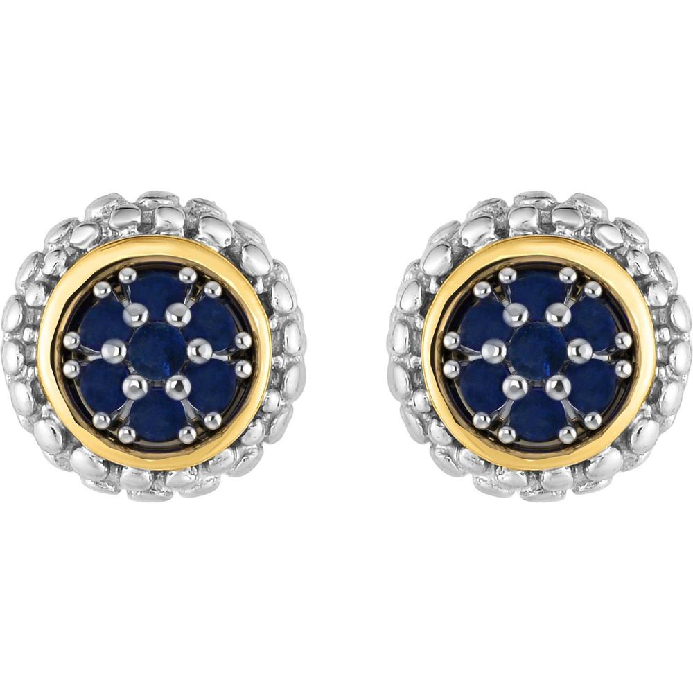 Phillip Gavriel Sterling Silver & 18K Gold Sapphire Birthstone Popcorn Stud Earrings