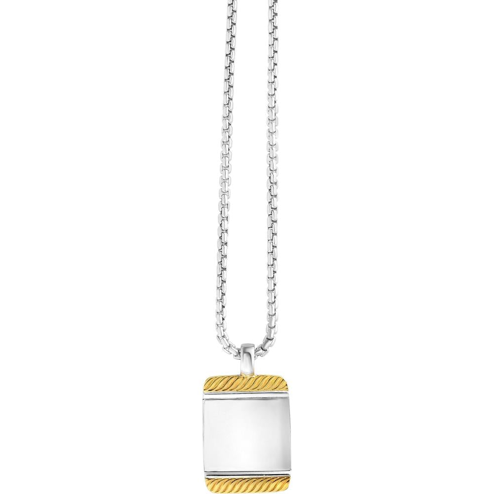Phillip Gavriel Sterling Silver and 18K Gold Two-Tone Tag Necklace, 22" Chain