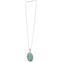 Phillip Gavriel Sterling Silver & 18K Yellow Gold 18" Popcorn Malachite Medallion Necklace with Bead Chain