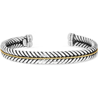 Phillip Gavriel Sterling Silver & 18K Yellow Gold Italian Cable Cuff Bracelet - 8.9mm, 19.53g Men's Bracelet