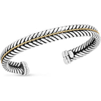 Phillip Gavriel Sterling Silver & 18K Yellow Gold Italian Cable Cuff Bracelet - 8.9mm, 19.53g Men's Bracelet