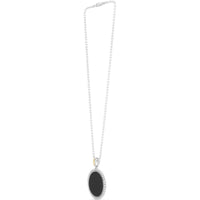 Phillip Gavriel Sterling Silver & 18K Yellow Gold Large Onyx Medallion Pendant Necklace - 18" Beaded Chain