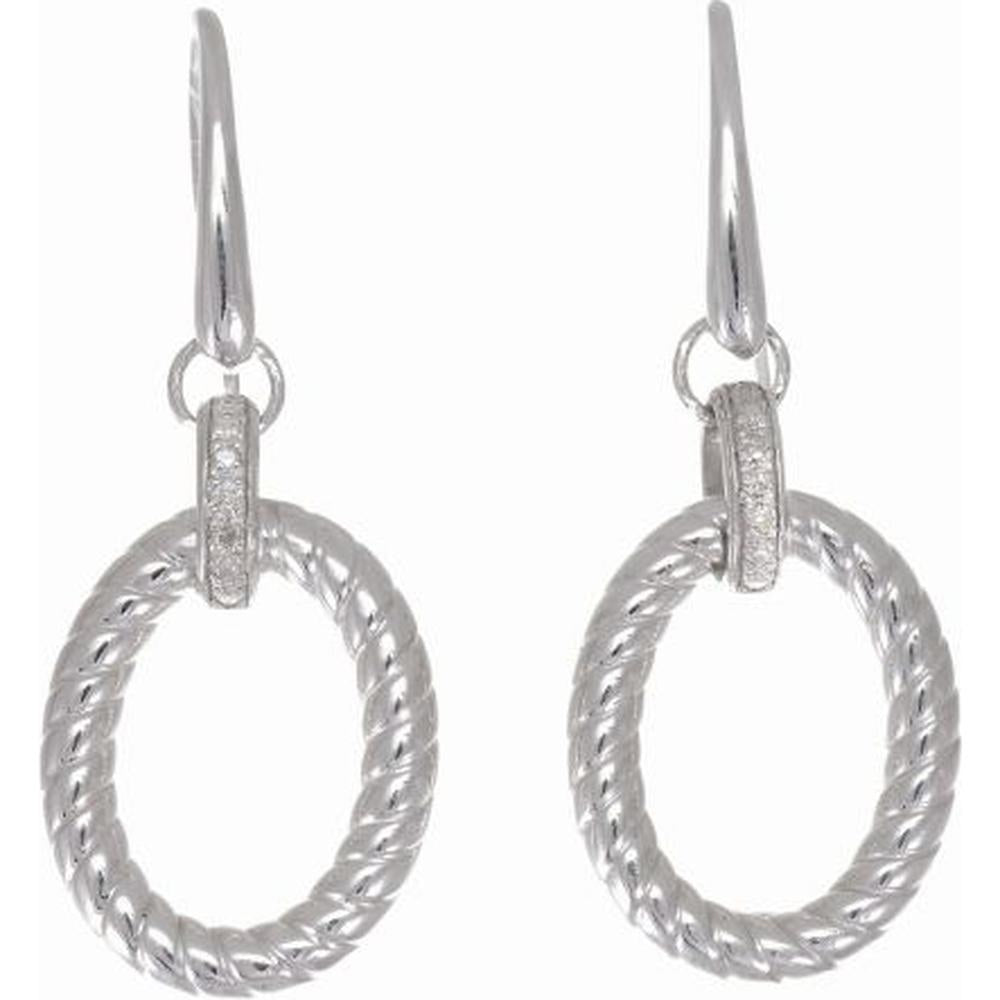 Phillip Gavriel Sterling Silver Italian Cable Drop Earrings with Diamond Accents - 0.048 Carat Total Weight