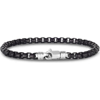 Phillip Gavriel Sterling Silver Men's Black E-Coated 8.5" Box Link Bracelet with Polished Finish - 24g