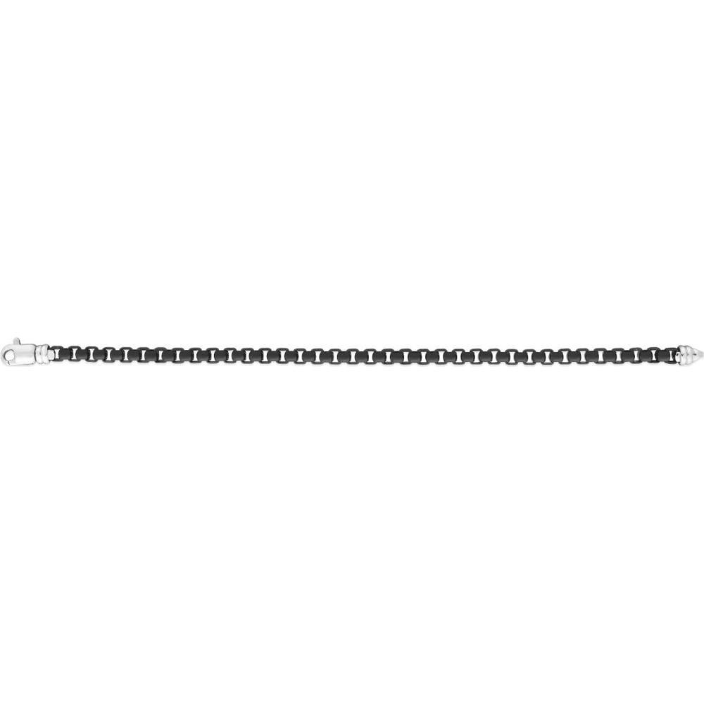 Phillip Gavriel Sterling Silver Men's Black E-Coated 8.5" Box Link Bracelet with Polished Finish - 24g