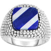 Phillip Gavriel Sterling Silver Men's Lapis Lazuli and Mother of Pearl Signet Ring with Polished Finish - Size 9