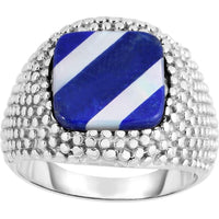 Phillip Gavriel Sterling Silver Men's Signet Ring with Lapis and White Mother of Pearl - Size 10