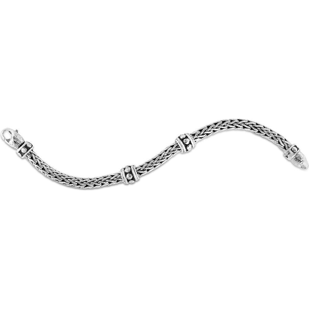 Phillip Gavriel Sterling Silver Woven Stud Men’s Bracelet - 8.5" Polished Cuff