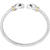 Phillip Gavriel Two-Tone Silver & 18K Sapphire Panther Bangle Bracelet