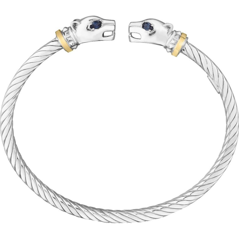 Phillip Gavriel Two-Tone Silver & 18K Sapphire Panther Bangle Bracelet