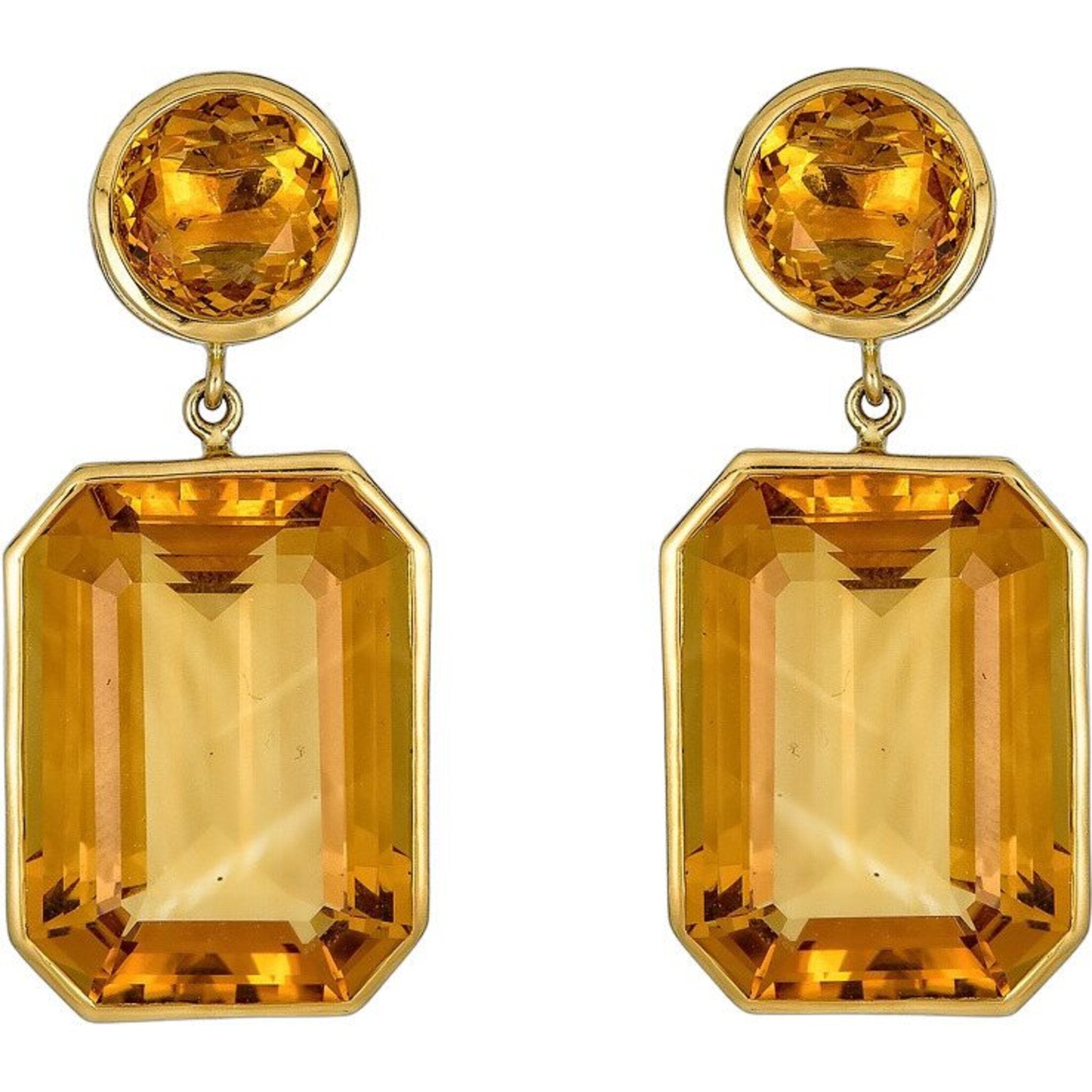 Citrine drop earrings with diamonds in 18k white gold | Alessandra Lapeschi