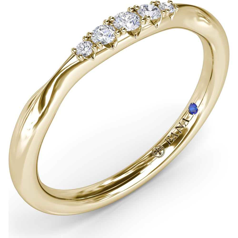 Pinched Diamond Band with Shared-Prong Round Diamonds by Fana - 0.09 Carat Total Diamond Weight