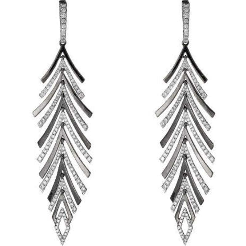 Piranesi - Pine Feather Earrings in Black Gold - 18K Black Gold