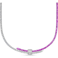 Pink Sapphire and Diamond Signature Pull Necklace in 18K White Gold by Charles Krypell