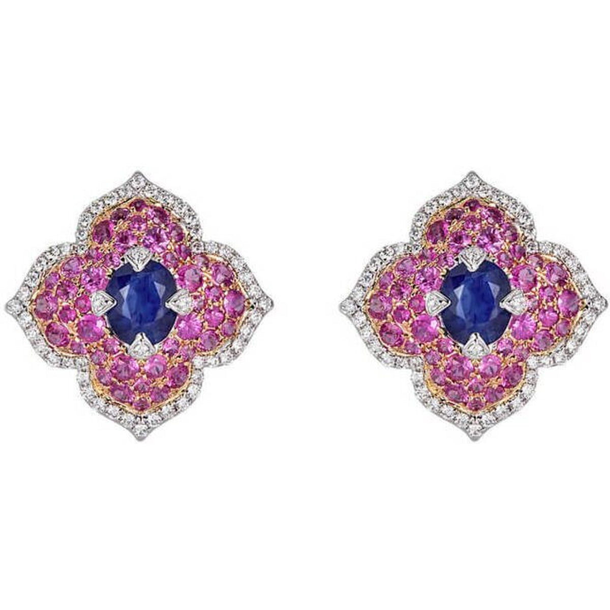 Piranesi Pacha Earrings with Blue & Pink Sapphires
