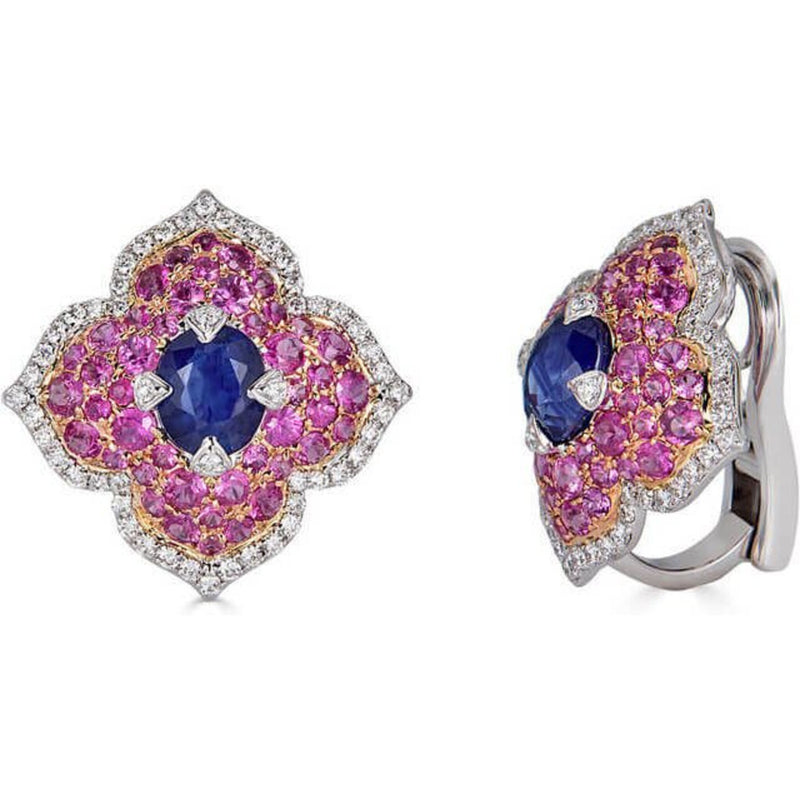 Piranesi Pacha Earrings with Blue & Pink Sapphires