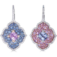 Piranesi Pacha on Wire Earrings in Blue &amp; Pink Sapphire