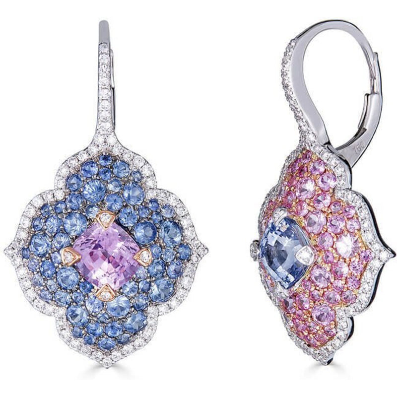 Piranesi Pacha on Wire Earrings in Blue &amp; Pink Sapphire