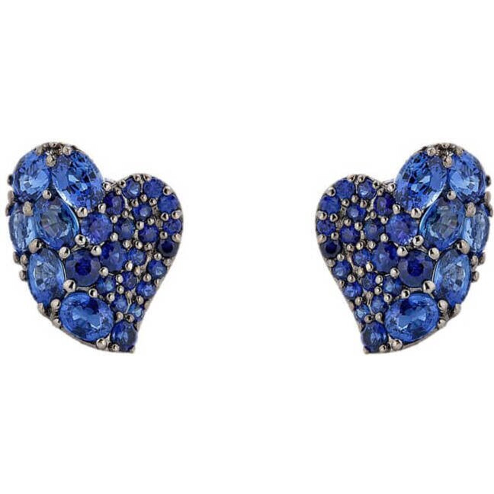 Piranesi Small Wave Heart Earrings Blue Sapphire